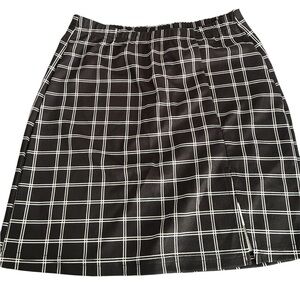 SHEIN Black and White Checkered Midi Skirt